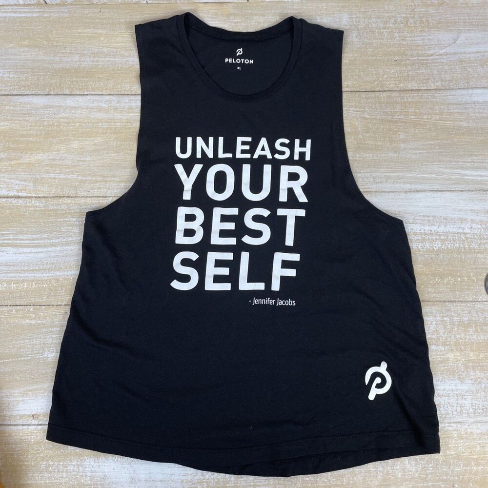 Peloton Women’s Black Racerback Tank Top Size XL “Unleash Your Best Self”